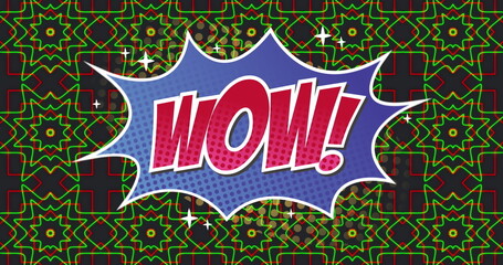 Image of wow text over shapes