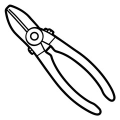 Plier line art vector isolated on white background