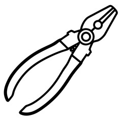 Plier line art vector isolated on white background