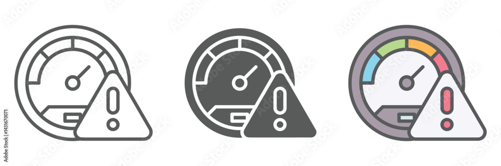 Poster risk icons set – vector illustrations in multiple styles