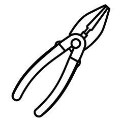 Plier line art vector isolated on white background
