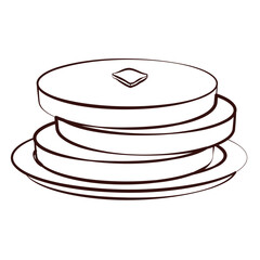 Pancakes with butter line. Vector