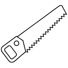 Saw line art vector isolated on white background 