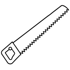 Saw line art vector isolated on white background 