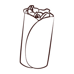 Burrito wrap outline art. Vector