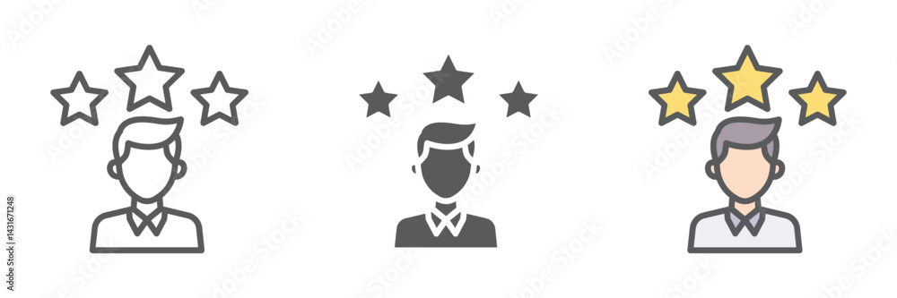 Poster satisfaction icons set – vector illustrations in multiple styles