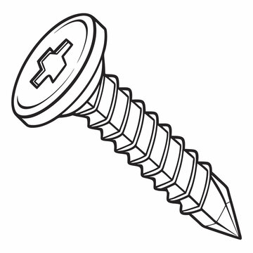 black and white screw drawing clip art preview