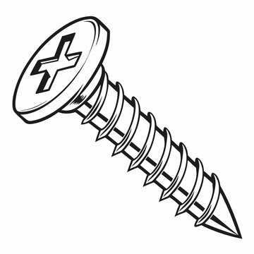 black and white screw drawing clip art preview