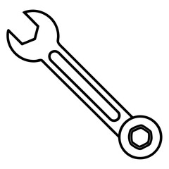 Wrench line art vector isolated on white background 