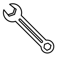 Wrench line art vector isolated on white background 
