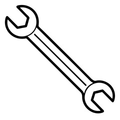 Wrench line art vector isolated on white background 