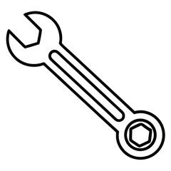 Wrench line art vector isolated on white background 