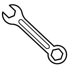 Wrench line art vector isolated on white background 