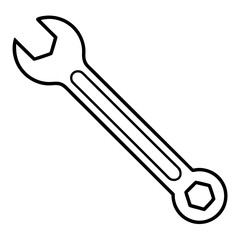 Wrench line art vector isolated on white background 