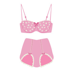 A set of vintage pink women's underwear.