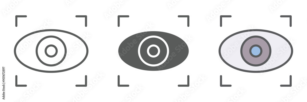 Poster scope icons set – vector illustrations in multiple styles