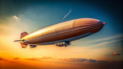 Naklejka premium Isolated Blimp: A Documentary Photography Perspective of a Giant Airship