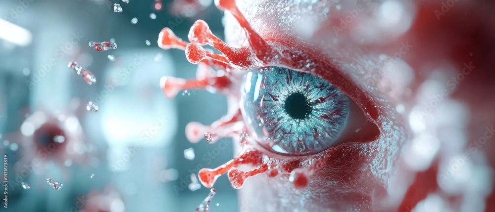 Aufkleber microscopic close-up image showing the detailed structure and texture of a mutated virus that is kno