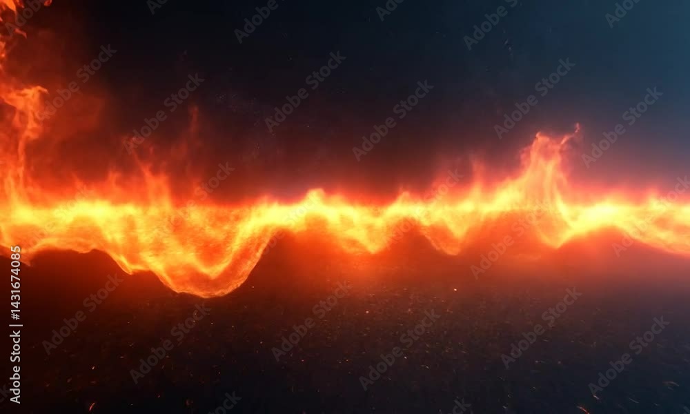 Poster vibrant flames undulating against a dark backdrop, creating a dynamic visual of heat and energy
