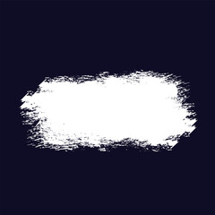 white paint brush stroke on a dark blue background. The edges of the stroke are uneven and textured, suggesting a dry brush or a quick application of paint.