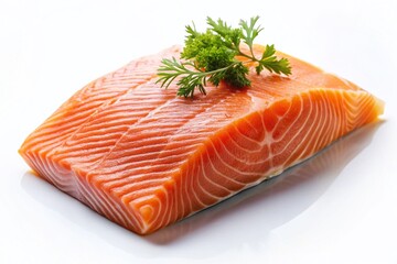 Isolated Salmon, Fresh Raw Fish, Seafood, Culinary Ingredient,  Food Photography