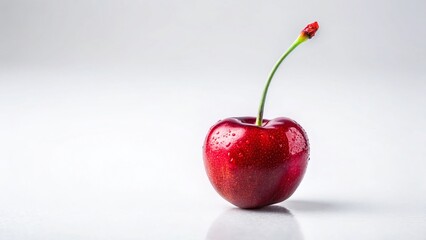 Isolated Single Cherry, Red Fruit,  Fresh Cherry, Summer Fruit, Food Photography