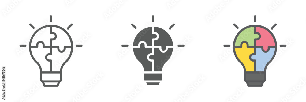 Poster solutions icons set – vector illustrations in multiple styles