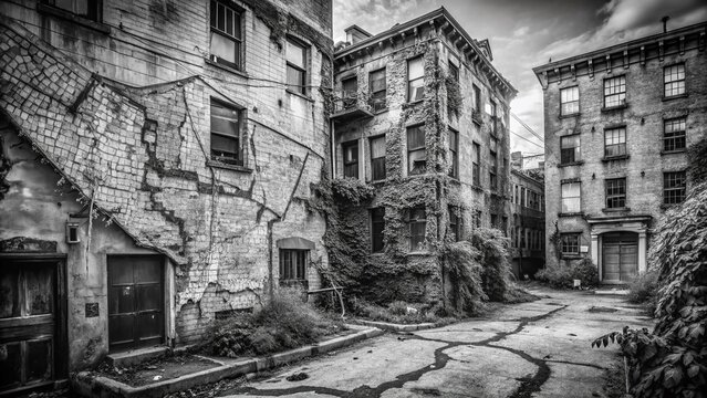 Fototapeta Ithaca NY Urban Exploration: Black & White Street Map Overlay