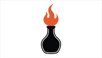 Molotov Cocktail Vector Icon – Fire Bottle Silhouette Illustration

