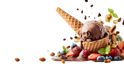 Realistic ice cream Milk cold desserts waffle cup