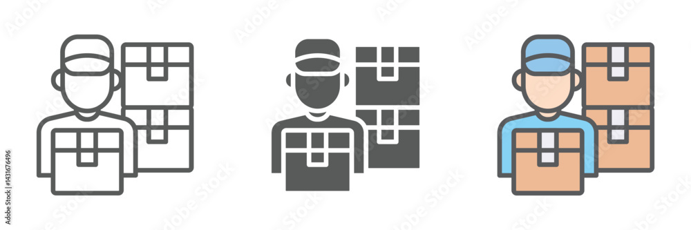 Poster suppliers icons set – vector illustrations in multiple styles
