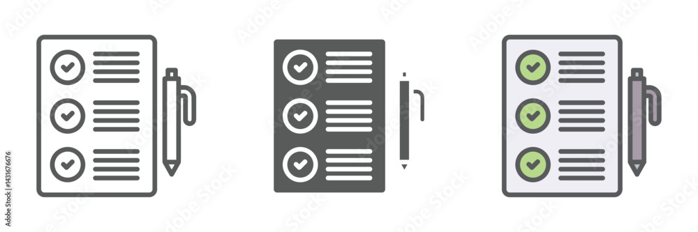Poster summary icons set – vector illustrations in multiple styles