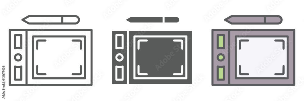 Aufkleber tablets icons set – vector illustrations in multiple styles