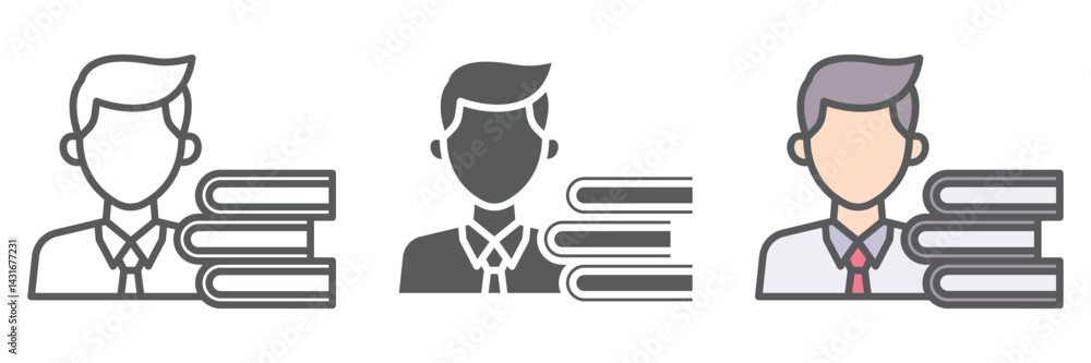 Poster teacher icons set – vector illustrations in multiple styles