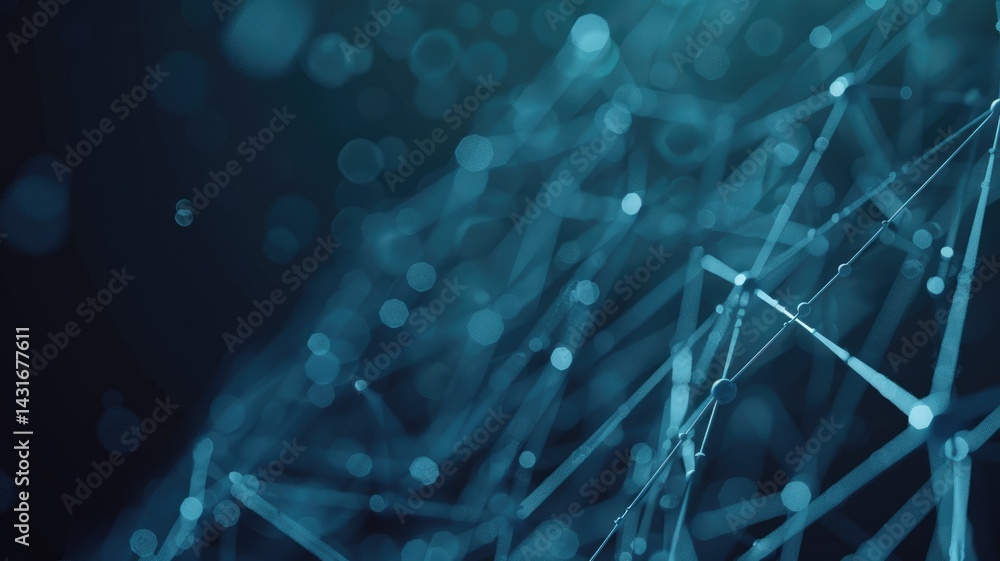 Poster abstract blue glowing wireframe waves on a dark background. digital art for design of global connect