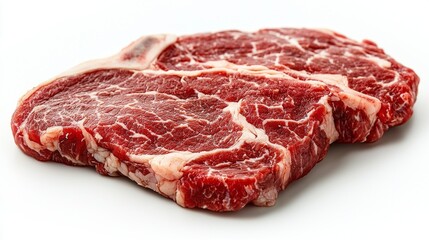 Fototapeta premium A piece of meat is cut in half and is displayed on a white background