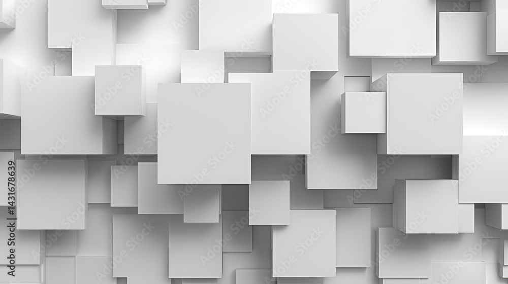 Poster 3d abstract geometric cubes on a white background. abstract artwork of 3d rendering artwork of cube 