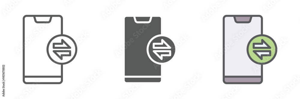 Aufkleber transfer icons set – vector illustrations in multiple styles