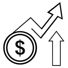 Financial Growth Icon Featuring Dollar Sign and Arrow