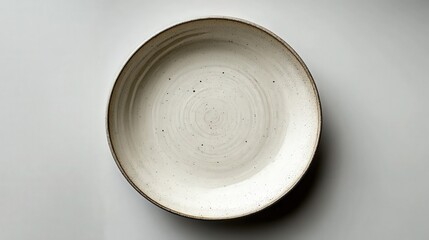 Minimalist stoneware plate with subtle textures on a clean white background