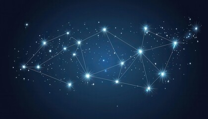 Abstract network, futuristic design, interconnected nodes, glowing lines, digital constellation