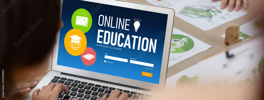 Aufkleber e-learning website with brisk sofware for student to study online on the internet network