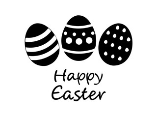 Happy Easter Patterned Egg Trio Silhouette Graphic