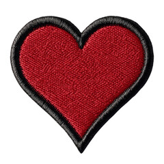 Embroidered red heart patch badge isolated on transparent background PNG