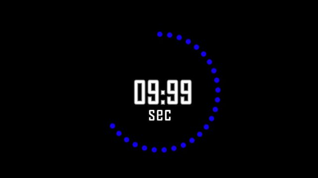 Countdown from 15 to 0 Second with Blue Dots Vanishing Per Second