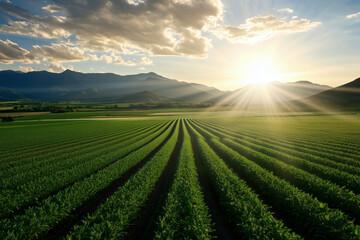 Fototapeta premium Agricultural Field at Sunset