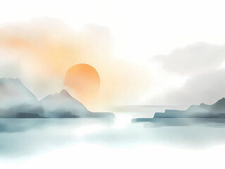 Golden Sunrise Over Misty Lake | JPG | 300 DPI