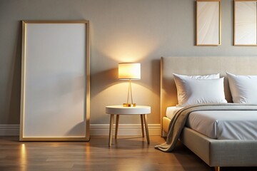 Long Exposure: Golden Bezel Canvas Mockup in Modern Bedroom Interior