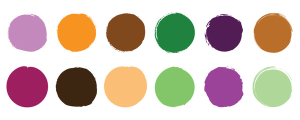 Grunge circles. Colorful grunge brush drawn circles collection. Hand drawn rough scribble texture effect red circle. Vector ink illustration with rough edges. 