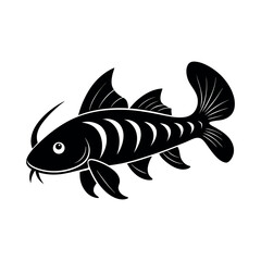 Kuhli Loach Fish Black Vector Silhouette Drawing